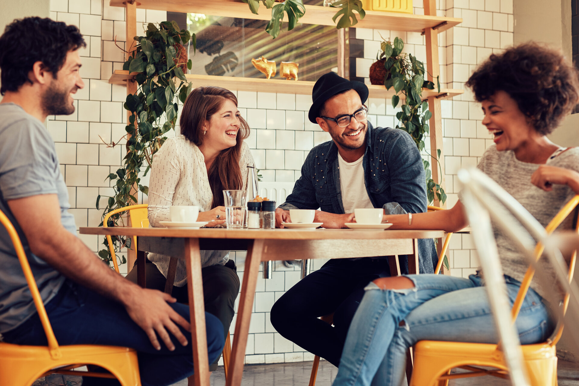 friends dining around a table